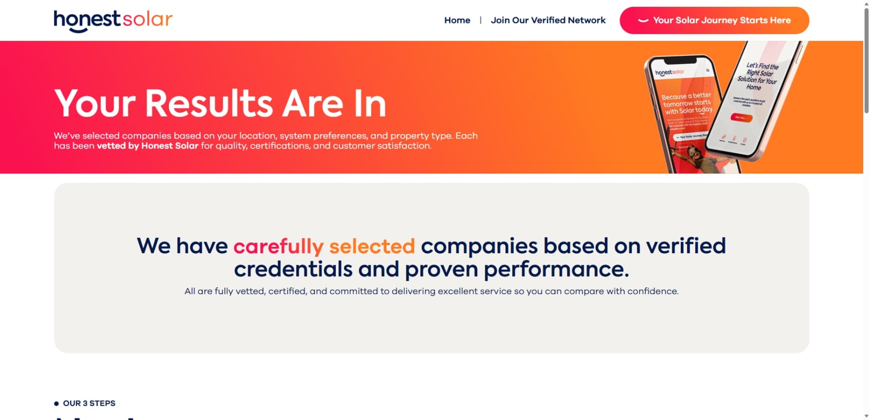 Snapshot of a lead results page