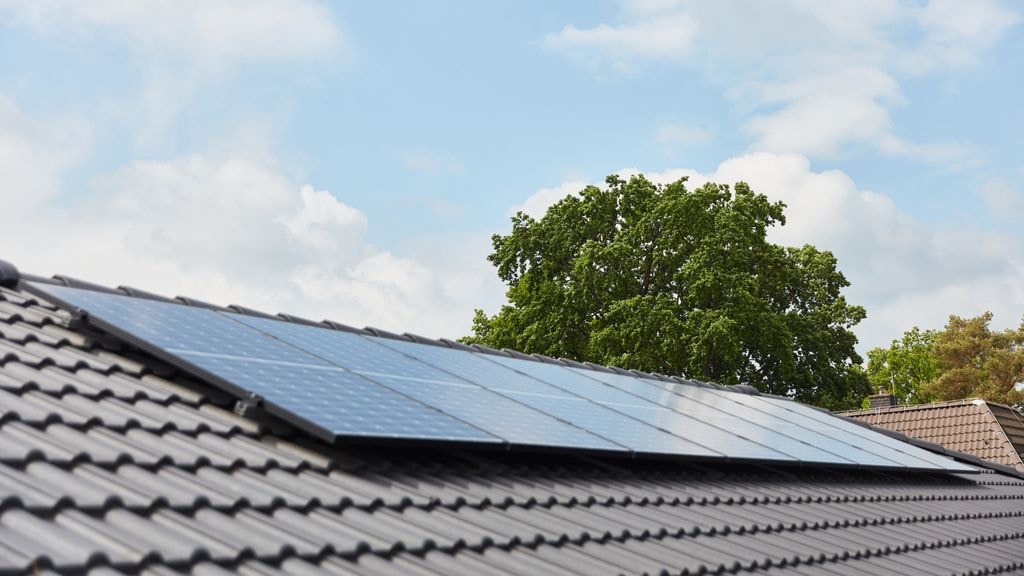 A closeup of solar panels on a roof